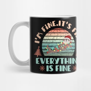 I'm fine.It's fine. Everything is fine.Merry Christmas  funny fur seal and Сhristmas garland Mug